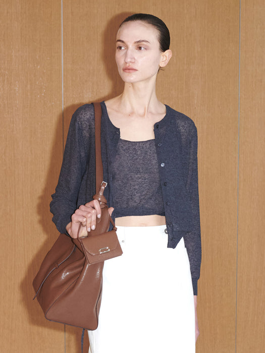 Loeuvre See-through Cardigan + Strapped Sleeveless top