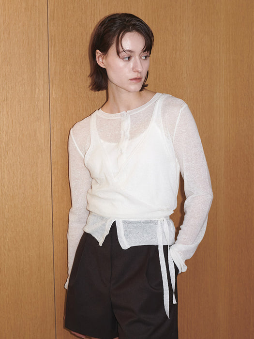Loeuvre See-through Cardigan + Strapped Sleeveless top