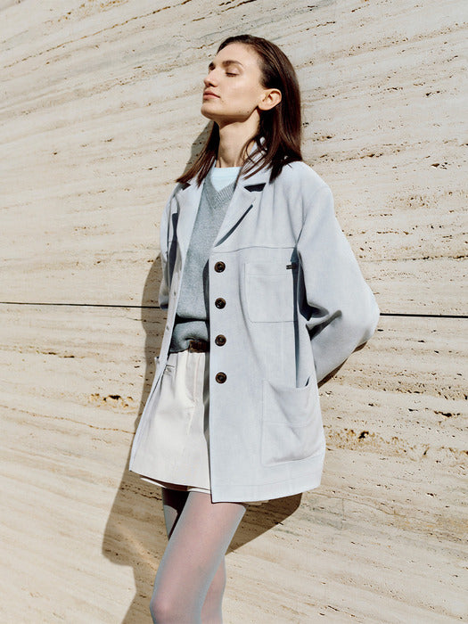 [loeuvre] Classic Faux Suede Leather Jacket SL5XJ626-J5
