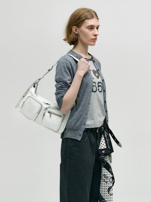 OUTPOCKET HOBO_off white cracked