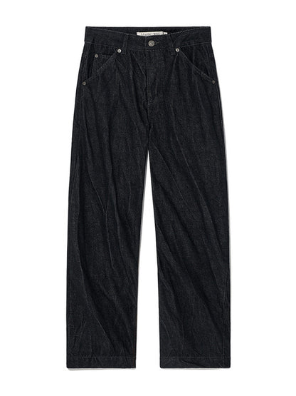 STITCH POINT CRINKLE DENIM PANTS IN BLACK