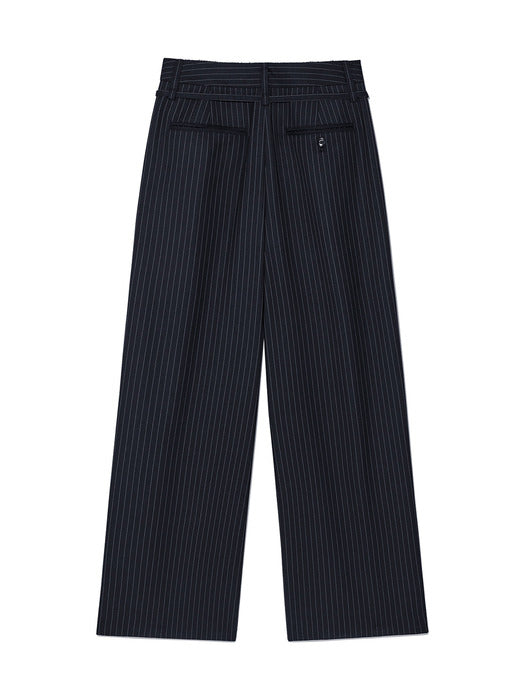 TUCK POINT STRIPE TROUSER IN DARK NAVY