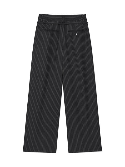 TUCK POINT STRIPE TROUSER IN CHARCOAL