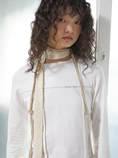 TUCK DETAIL SMALL LOGO TOP IN WHITE
