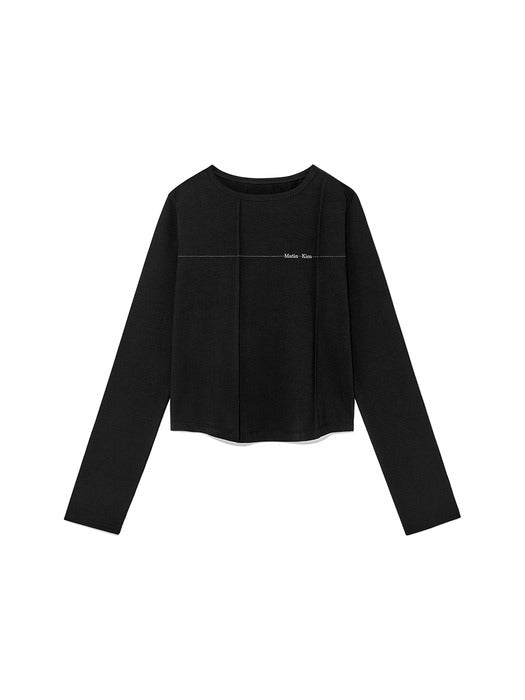 TUCK DETAIL SMALL LOGO TOP IN BLACK
