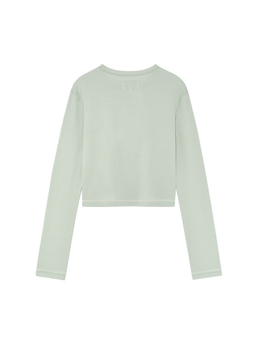 CUT LINE DETAIL LONG SLEEVE LOGO TOP IN MINT