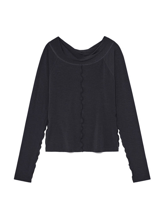 WIDE NECK RAGLAN LONG SLEEVE IN CHARCOAL