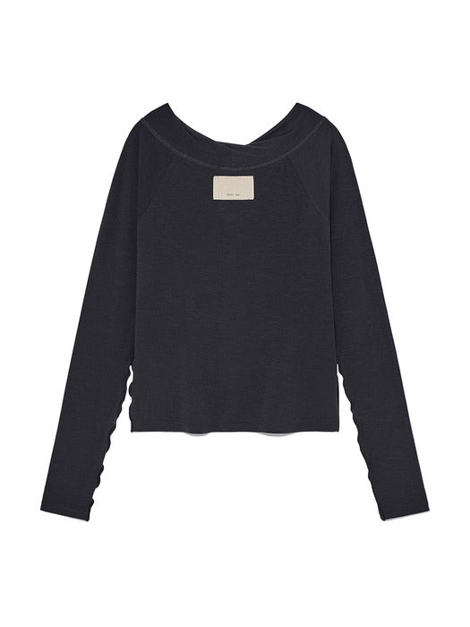 WIDE NECK RAGLAN LONG SLEEVE IN CHARCOAL