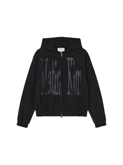 BIG LOGO HOODY ZIP UP IN BLACK