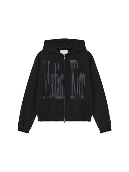 BIG LOGO HOODY ZIP UP IN BLACK