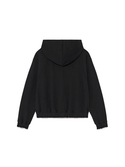 BIG LOGO HOODY ZIP UP IN BLACK