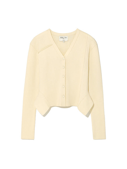 UNBALANCE CUT LINE BUTTON CARDIGAN IN BUTTER