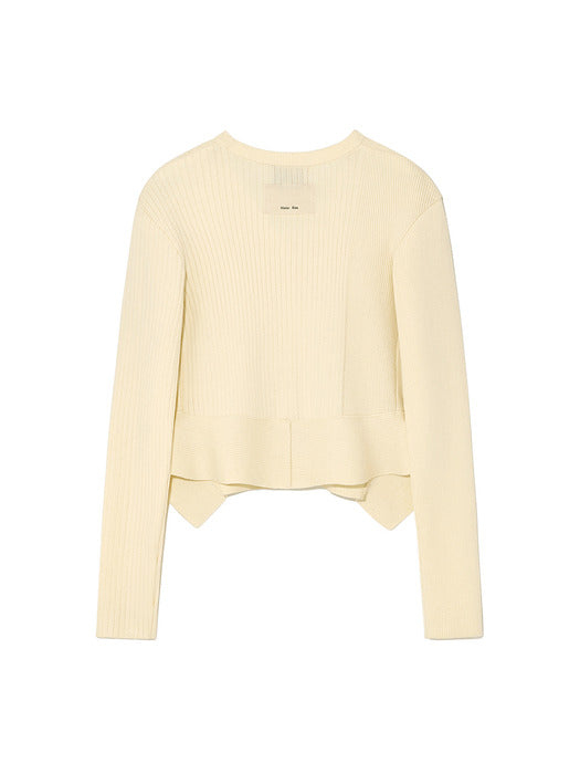 UNBALANCE CUT LINE BUTTON CARDIGAN IN BUTTER