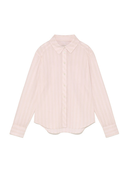 CUFFS BUTTON POINT STRIPE SHIRT IN LIGHT PINK