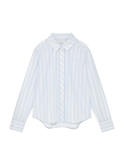 CUFFS BUTTON POINT STRIPE SHIRT IN LIGHT BLUE