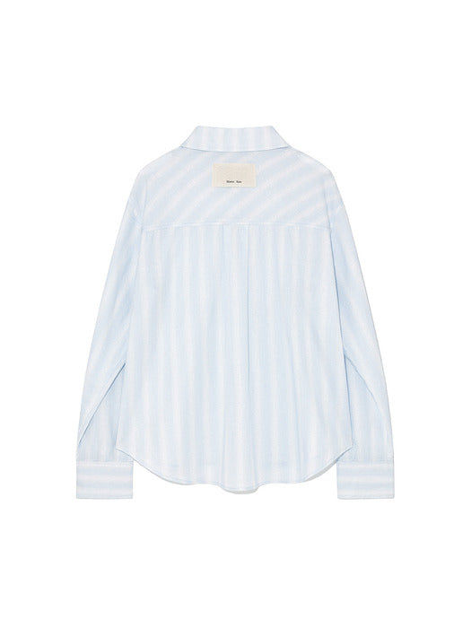 CUFFS BUTTON POINT STRIPE SHIRT IN LIGHT BLUE