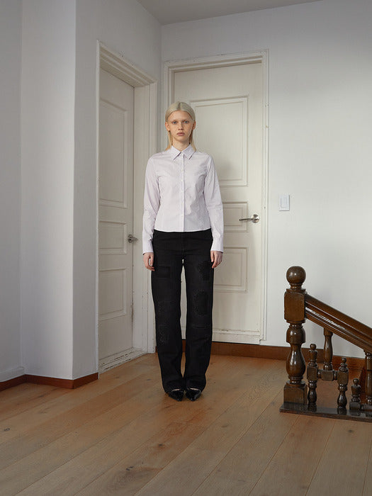 BACK BUTTON POINT SHIRT IN LILAC