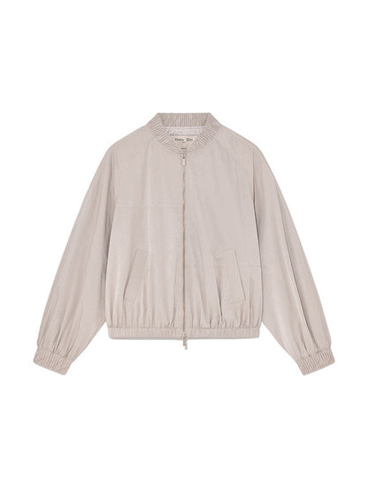 WASHED VOLUME BOMBER JUMPER IN LIGHT PINK