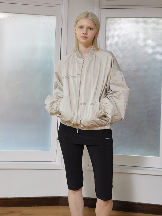 WASHED VOLUME BOMBER JUMPER IN BEIGE