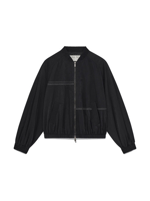 WASHED VOLUME BOMBER JUMPER IN BLACK