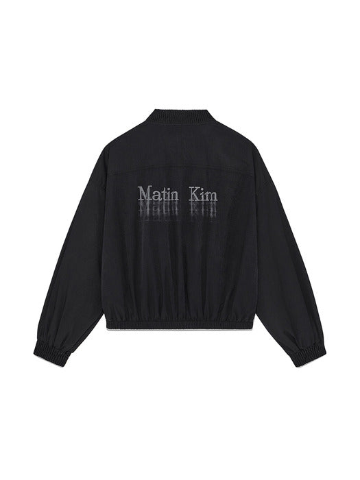 WASHED VOLUME BOMBER JUMPER IN BLACK