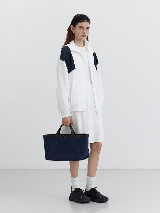 [dunst] CANVAS LEATHER TOTE BAG NAVY BLACK_UDBA5E213N3