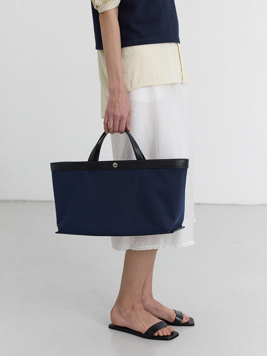 [dunst] CANVAS LEATHER TOTE BAG NAVY BLACK_UDBA5E213N3