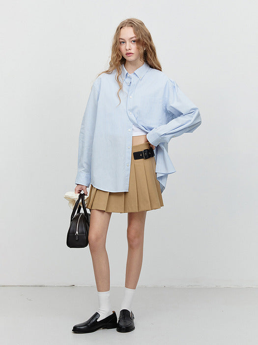 [dunst] MINI PLEATS SKIRT CAMEL BEIGE_UDSK5A208I2