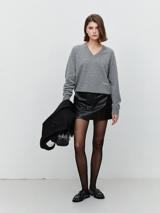 Dunst Micro Mini Vegan Leather Skirt Leather Black