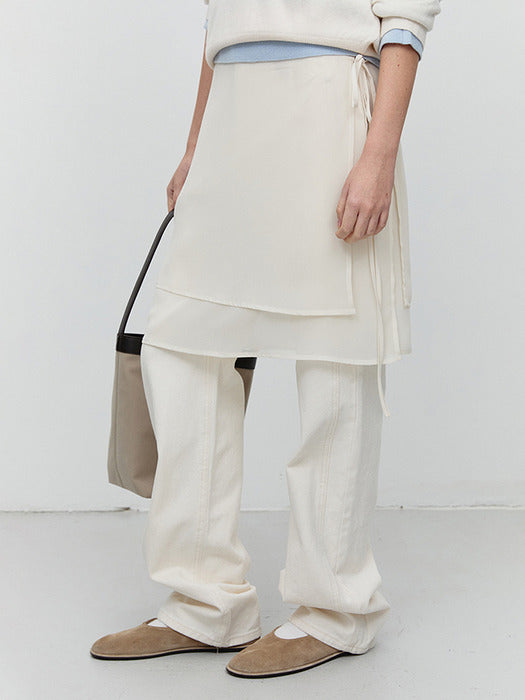 [dunst] SHEER LAYERING SKIRT CREAM BEIGE_UDSK5A201CR