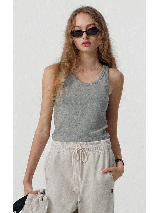 [dunst] CROPPED SLEEVELESS TOP MELANGE GREY_UDTS5A208G2