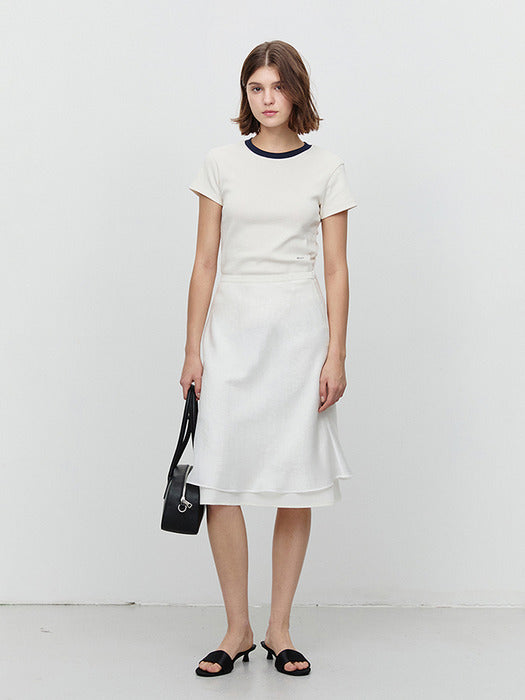 [dunst] ESSENTIAL T-SHIRT CREAM NAVY_UDTS5A204CR