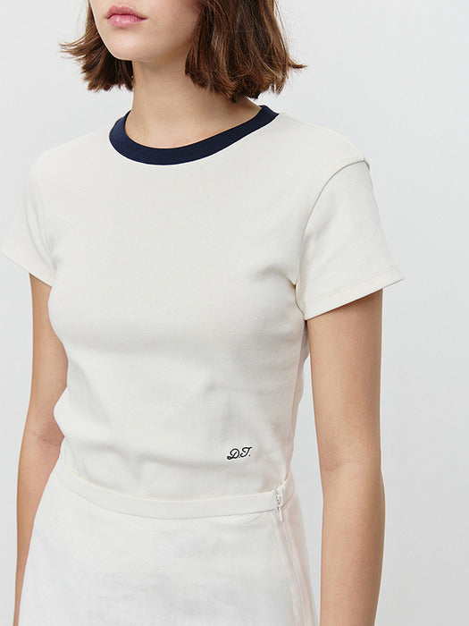 [dunst] ESSENTIAL T-SHIRT CREAM NAVY_UDTS5A204CR