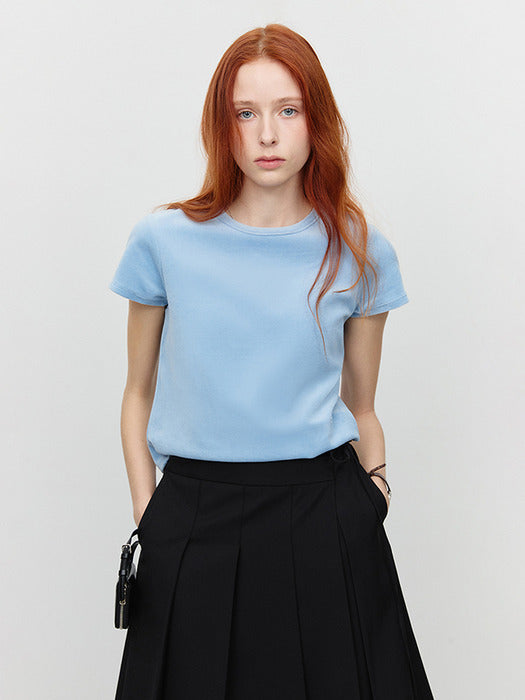 Dunst Velour T-Shirt Soft Blue