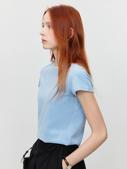 Dunst Velour T-Shirt Soft Blue