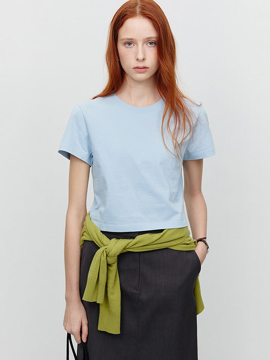 Dunst Cropped T-Shirt Light Blue