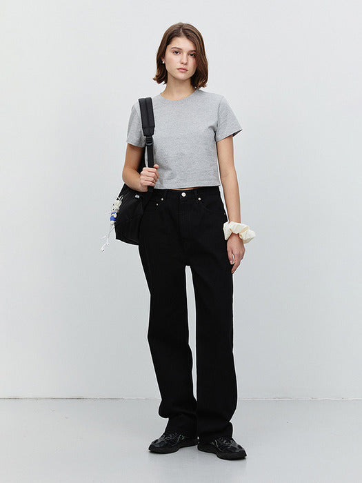 Dunst Cropped T-Shirt Melange Grey