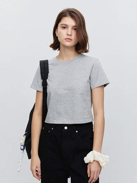 Dunst Cropped T-Shirt Melange Grey
