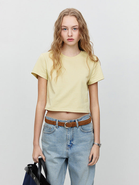 Dunst Cropped T-Shirt Butter Yellow