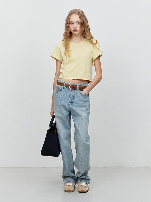 Dunst Cropped T-Shirt Butter Yellow