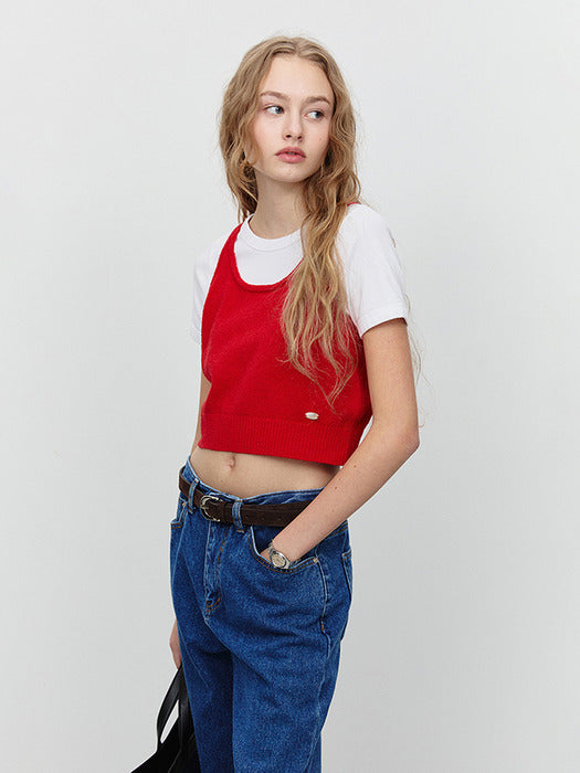 [dunst] BUSTIER KNIT TOP RED_UDSW5A208R2