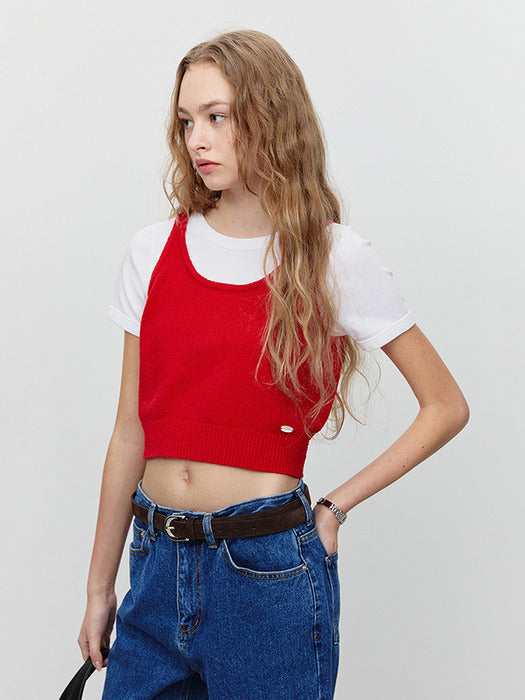 [dunst] BUSTIER KNIT TOP RED_UDSW5A208R2