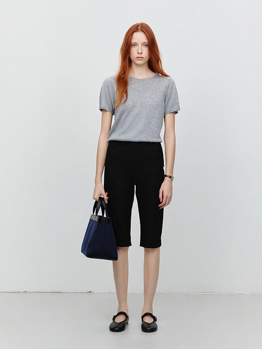 [dunst] PETIT HALF SLEEVES KNIT TOP MELANGE GREY_UDSW5A207G2