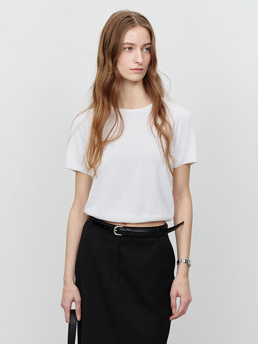 [dunst] PETIT HALF SLEEVES KNIT TOP IVORY_UDSW5A207IV