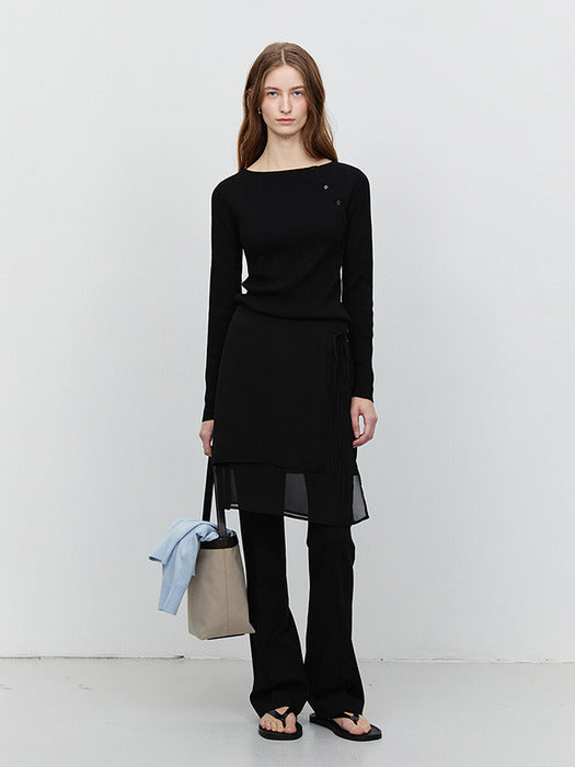 [dunst] BUTTONED SLIT KNIT TOP BLACK_UDSW5A206BK