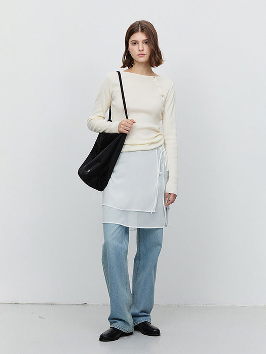 [dunst] BUTTONED SLIT KNIT TOP CREAM_UDSW5A206CR