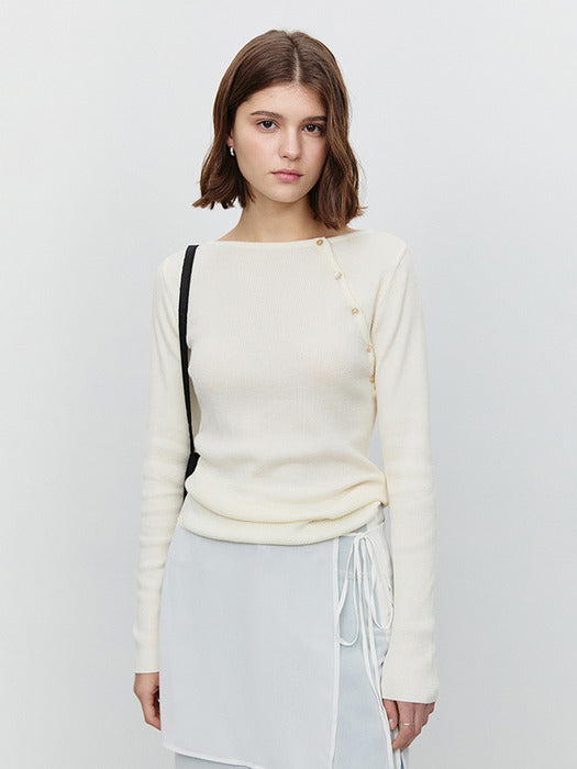 [dunst] BUTTONED SLIT KNIT TOP CREAM_UDSW5A206CR