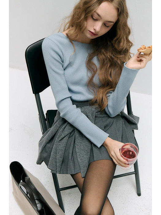 [dunst] 2-WAY SCOOP BACK KNIT TOP SOFT BLUE_UDSW5A203B1