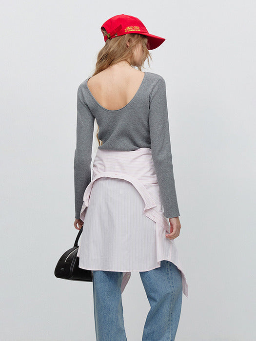 [dunst] 2-WAY SCOOP BACK KNIT TOP MELANGE GREY_UDSW5A203G2