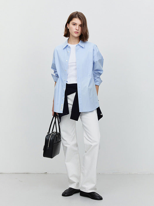 UNISEX PAPERLY COTTON OVERSIZED SHIRT SOFT BLUE_UDSH5A107B1